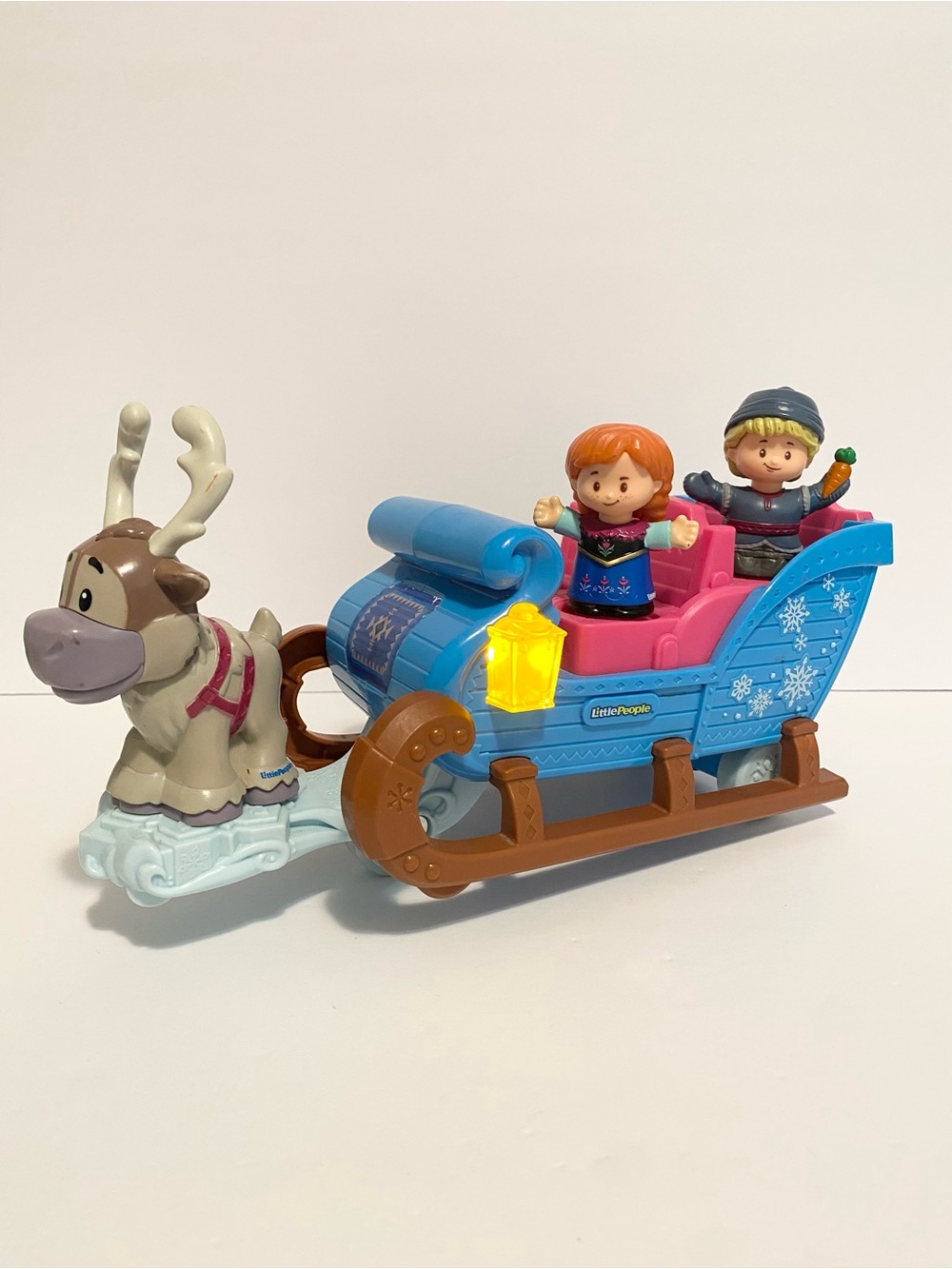 Little People Frozen Disney Kristoff Light Up Sleigh Sven Anna Reindeer Playset